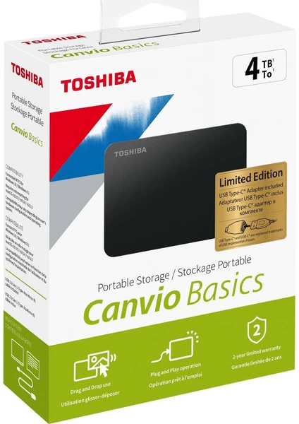 Toshiba Canvio Basics HDTB540EK3CA USB 3.2 2.5" 4 TB Harici Harddisk